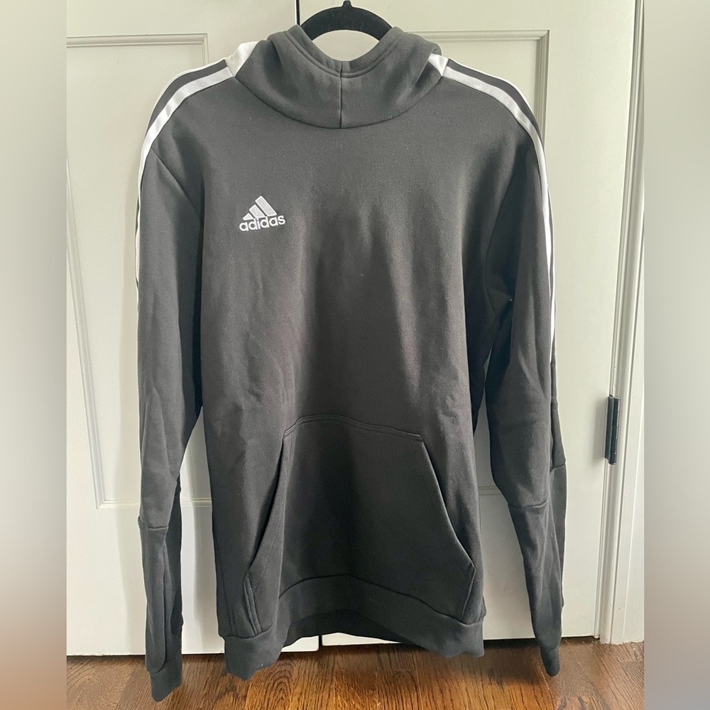 Adidas black hoodie with stripes
